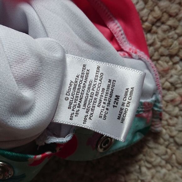 The Little Mermaid Baby Girl One-Piece Rash Guard Swimsuit size 12m - Picture 12 of 16